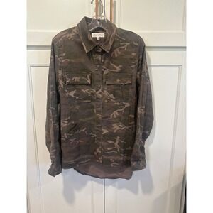 Level 99 Desert Camo Utility Jacket Button Down Size M Linen Blend boho western